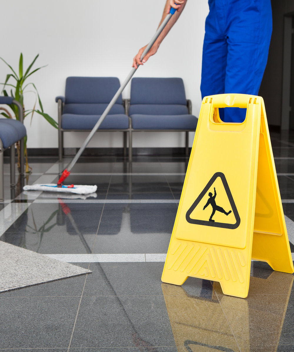 Commercial cleaning in progress